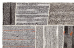 Teselya 1149 Beige Striped Wool Handmade Area Rug 5'3" x 7'7"