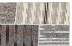 Teselya 1149 Beige Striped Wool Handmade Area Rug 5'3" x 7'7"