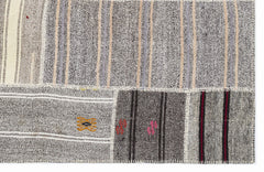 Teselya 1149 Beige Striped Wool Handmade Area Rug 5'3" x 7'7"