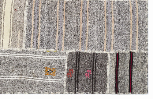 Teselya 1149 Beige Striped Wool Handmade Area Rug 5'3" x 7'7"