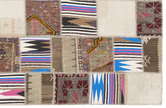 Teselya 11508 Beige Striped Wool Handmade Area Rug 3'11" x 6'0"