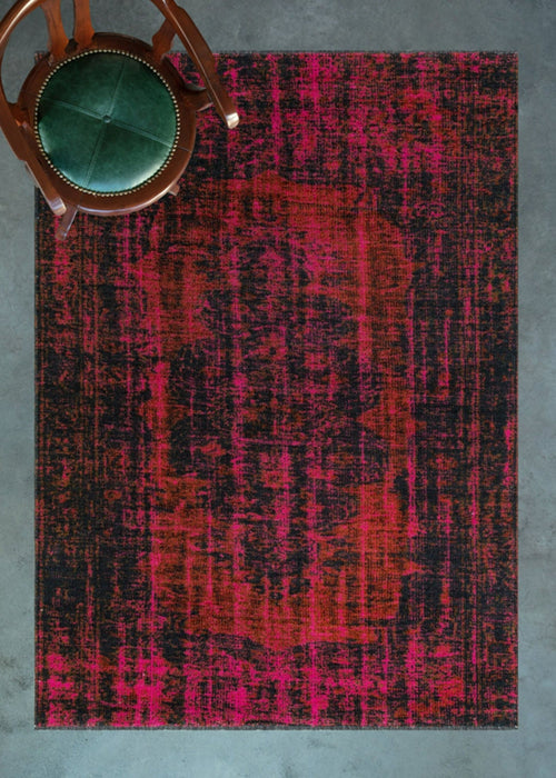 Modern Area Rug – Machine Made Rug Red Cotton Woven Carpet for Living Room