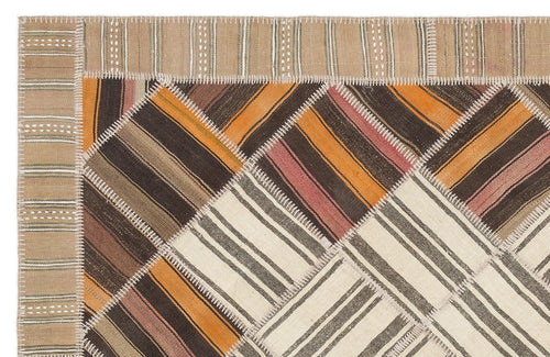 Teselya 11512 Beige Striped Wool Handmade Area Rug 5'7" x 7'10"