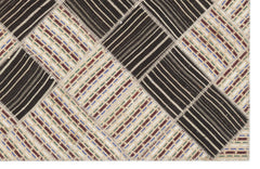 Teselya Beige Striped Wool Handmade Area Rug 5'9" x 8'8"