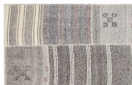 Teselya 1151 Beige Striped Wool Handmade Area Rug 5'3" x 7'7"
