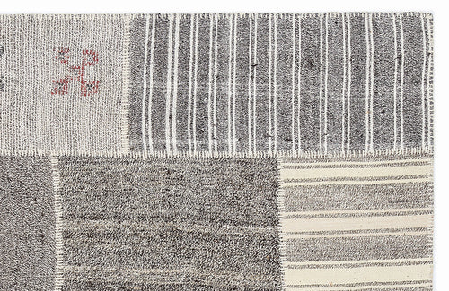 Teselya 1151 Beige Striped Wool Handmade Area Rug 5'3" x 7'7"