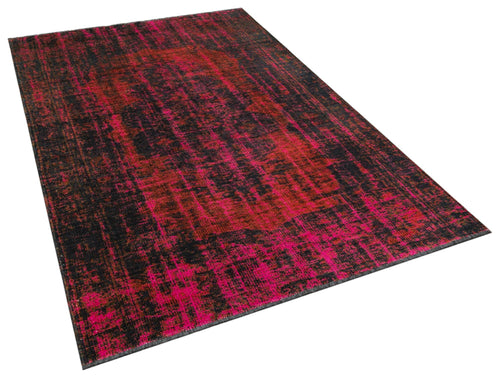 Modern Area Rug – Machine Made Rug Red Cotton Woven Carpet for Living Room