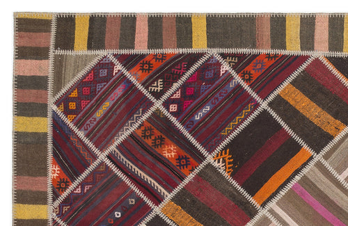 Teselya Beige Striped Wool Handmade Area Rug 7'0" x 10'2"