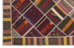 Teselya Beige Striped Wool Handmade Area Rug 7'0" x 10'2"