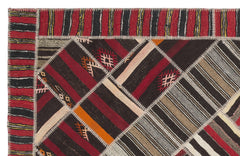 Teselya Beige Striped Wool Handmade Area Rug 7'2" x 10'2"