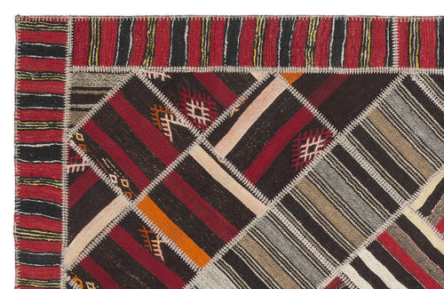 Teselya Beige Striped Wool Handmade Area Rug 7'2" x 10'2"