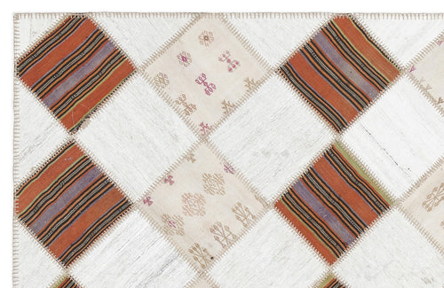 Teselya Beige Striped Wool Handmade Area Rug 5'8" x 7'0"