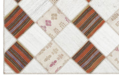 Teselya Beige Striped Wool Handmade Area Rug 5'8" x 7'0"