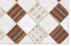 Teselya Beige Striped Wool Handmade Area Rug 5'8" x 7'0"