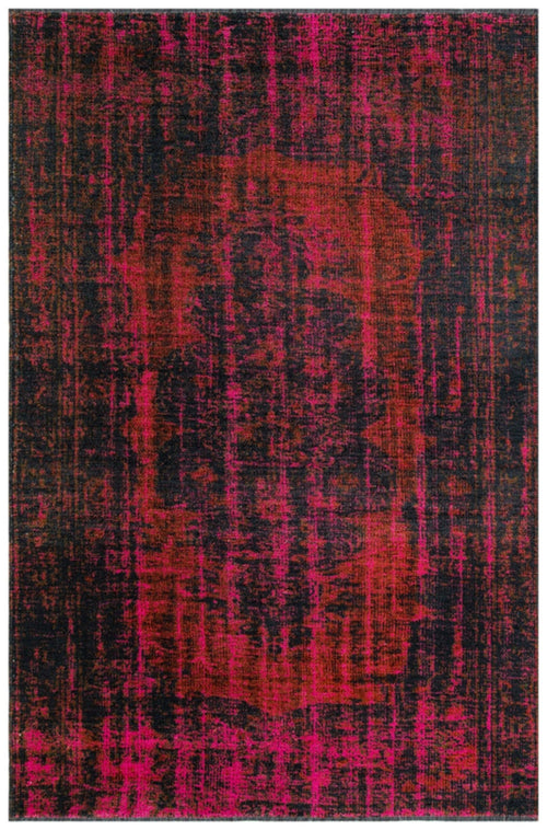 Modern Area Rug – Machine Made Rug Red Cotton Woven Carpet for Living Room