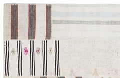 Teselya 1154 Beige Striped Wool Handmade Area Rug 5'3" x 7'7"