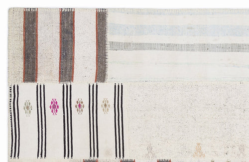 Teselya 1154 Beige Striped Wool Handmade Area Rug 5'3" x 7'7"