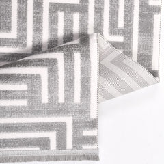 Geometric Area Rug – Machine Made Rug with 10mm Pile Height, Grey Durable Floor Covering