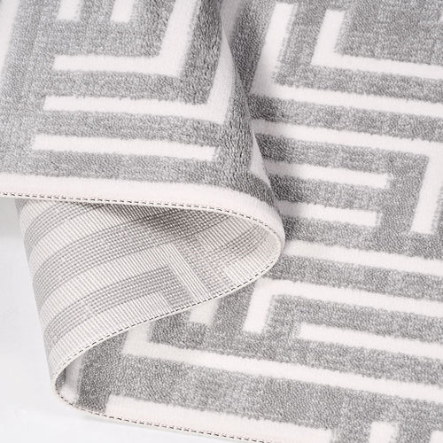 Geometric Area Rug – Machine Made Rug with 10mm Pile Height, Grey Durable Floor Covering