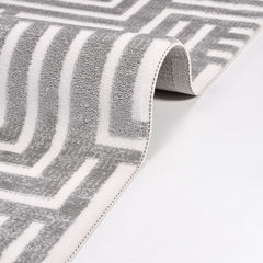 Geometric Area Rug – Machine Made Rug with 10mm Pile Height, Grey Durable Floor Covering