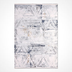 Grey Geometric Area Rug - Machine Made Rug with Acrylic Yarn for Living Room