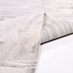 Grey Geometric Area Rug - Machine Made Rug with Acrylic Yarn for Living Room