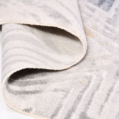 Grey Geometric Area Rug - Machine Made Rug with Acrylic Yarn for Living Room