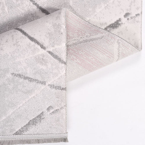 Grey Geometric Area Rug - Machine Made Rug with Soft Loop Pile Carpet