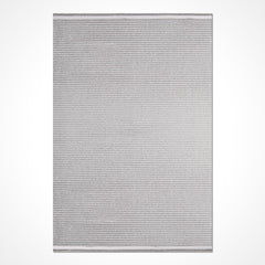 Grey Striped Area Rug - Machine Made Rug with Soft Pile & High Loop Density