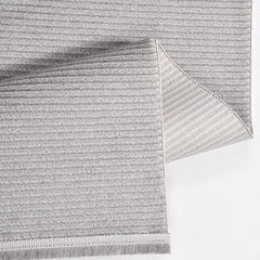Grey Striped Area Rug - Machine Made Rug with Soft Pile & High Loop Density