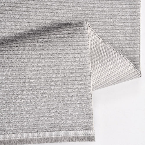 Grey Striped Area Rug - Machine Made Rug with Soft Pile & High Loop Density
