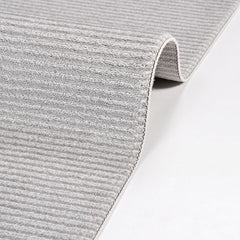 Grey Striped Area Rug - Machine Made Rug with Soft Pile & High Loop Density