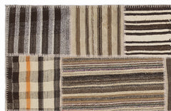 Teselya 1156 Beige Striped Wool Handmade Area Rug 5'3" x 7'7"