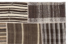 Teselya 1156 Beige Striped Wool Handmade Area Rug 5'3" x 7'7"