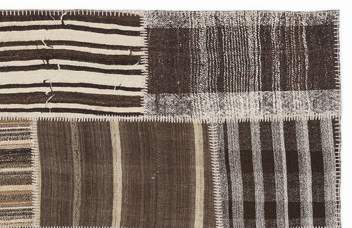 Teselya 1156 Beige Striped Wool Handmade Area Rug 5'3" x 7'7"