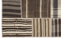 Teselya 1156 Beige Striped Wool Handmade Area Rug 5'3" x 7'7"