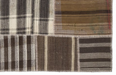 Teselya 1156 Beige Striped Wool Handmade Area Rug 5'3" x 7'7"