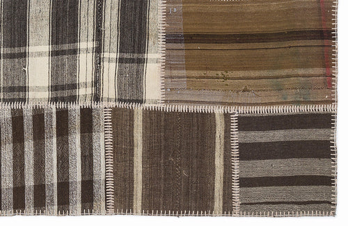 Teselya 1156 Beige Striped Wool Handmade Area Rug 5'3" x 7'7"