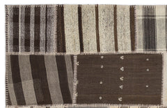 Teselya 1164 Beige Striped Wool Handmade Area Rug 5'3" x 7'7"