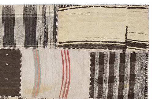 Teselya 1164 Beige Striped Wool Handmade Area Rug 5'3" x 7'7"