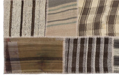 Teselya 1164 Beige Striped Wool Handmade Area Rug 5'3" x 7'7"