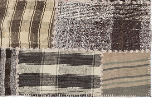 Teselya 1164 Beige Striped Wool Handmade Area Rug 5'3" x 7'7"