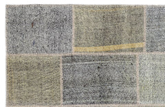 Teselya 1165 Grey Patchwork Wool Handmade Area Rug 5'3" x 7'7"