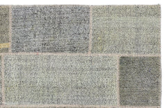 Teselya 1165 Grey Patchwork Wool Handmade Area Rug 5'3" x 7'7"