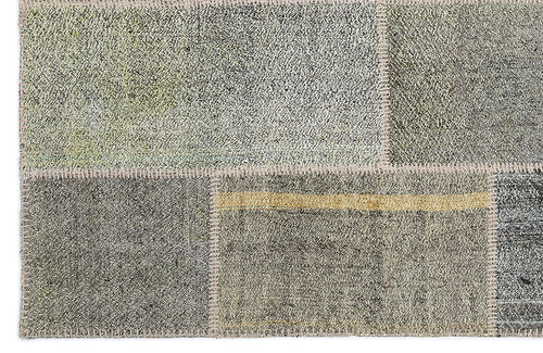 Teselya 1165 Grey Patchwork Wool Handmade Area Rug 5'3" x 7'7"