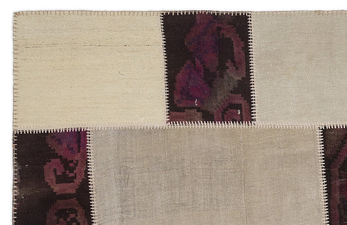 Teselya 1169 Beige Striped Wool Handmade Area Rug 5'3" x 7'7"