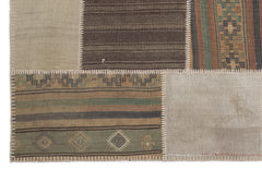 Teselya 1171 Beige Striped Wool Handmade Area Rug 5'3" x 7'7"