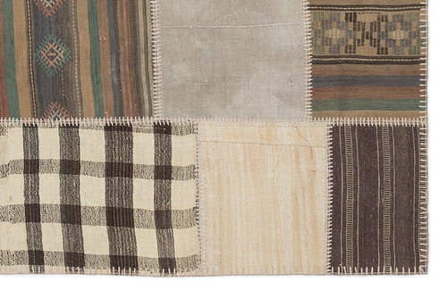 Teselya 1171 Beige Striped Wool Handmade Area Rug 5'3" x 7'7"