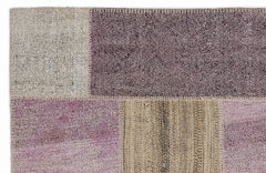 Teselya 1175 Pink Patchwork Wool Handmade Area Rug 5'3" x 7'7"