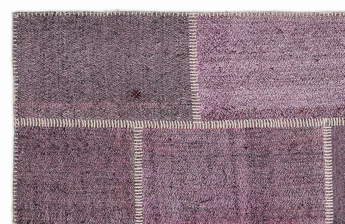 Teselya 1177 Pink Patchwork Wool Handmade Area Rug 5'3" x 7'7"